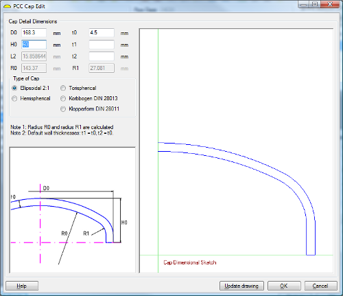 Cap detail dimensions